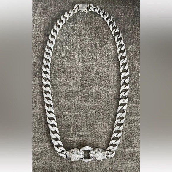 Hip Hop Iced out bling Cuban Link Curb Chain white gold fill Zirconia Necklace - Picture 2 of 10